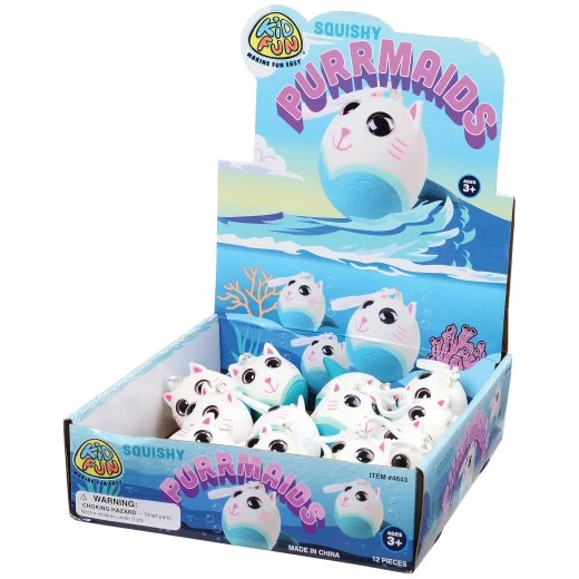 Squishy Purrmaid with Glitter Eyes Toy (1 Dozen) Squishy Purrmaid With Glitter Eyes Toy (1 Dozen) -Carnivals Source Toys 4643 003