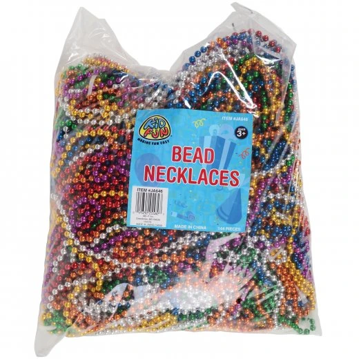 Bulk Assorted Metallic 6mm Bead Necklaces Party Favor (144 pieces) Bulk Assorted Metallic 6mm Bead Necklaces Party Favor (144 Pieces) -Carnivals Source Toys ja646 003