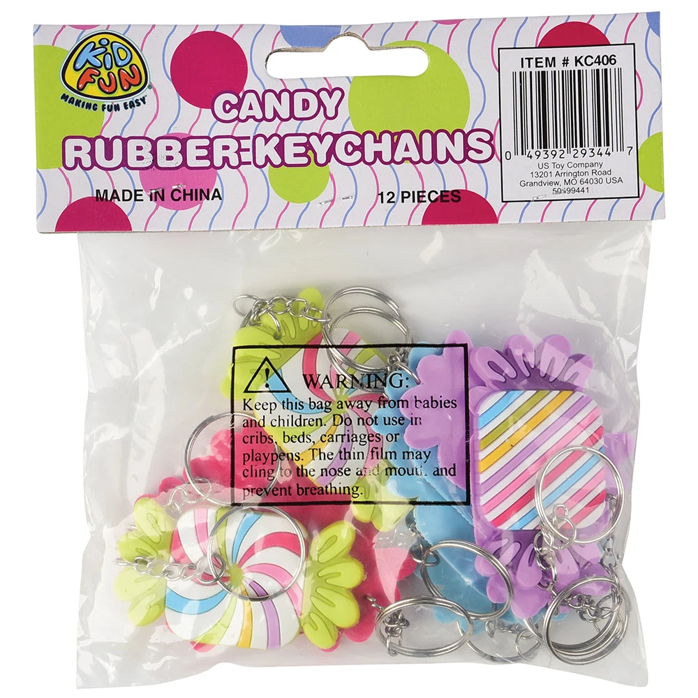 Candy Rubber Keychains Novelty (pack of 12) Candy Rubber Keychains Novelty (pack Of 12) -Carnivals Source Toys kc406 303