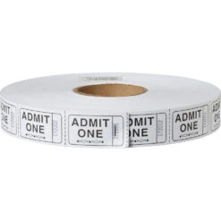 Stock Ticket Admit 1, White, Event Supply 2000 Per Roll