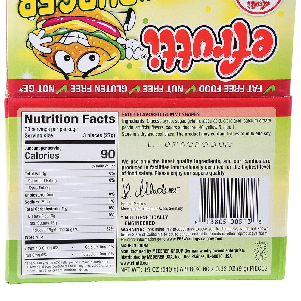 Efrutti Mini Sour Burgers Candy 60 Per Display Efrutti Mini Sour Burgers Candy 60 Per Display -Carnivals Source Toys tmp images catalog products c a ca687 003
