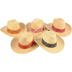 Bandanna High Crown Cowboy Costume Hat (Assorted Styles)
