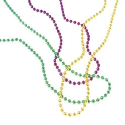 Mardi Gras Metallic Bead Necklaces Party Favor (144 Pieces) - Duplicate